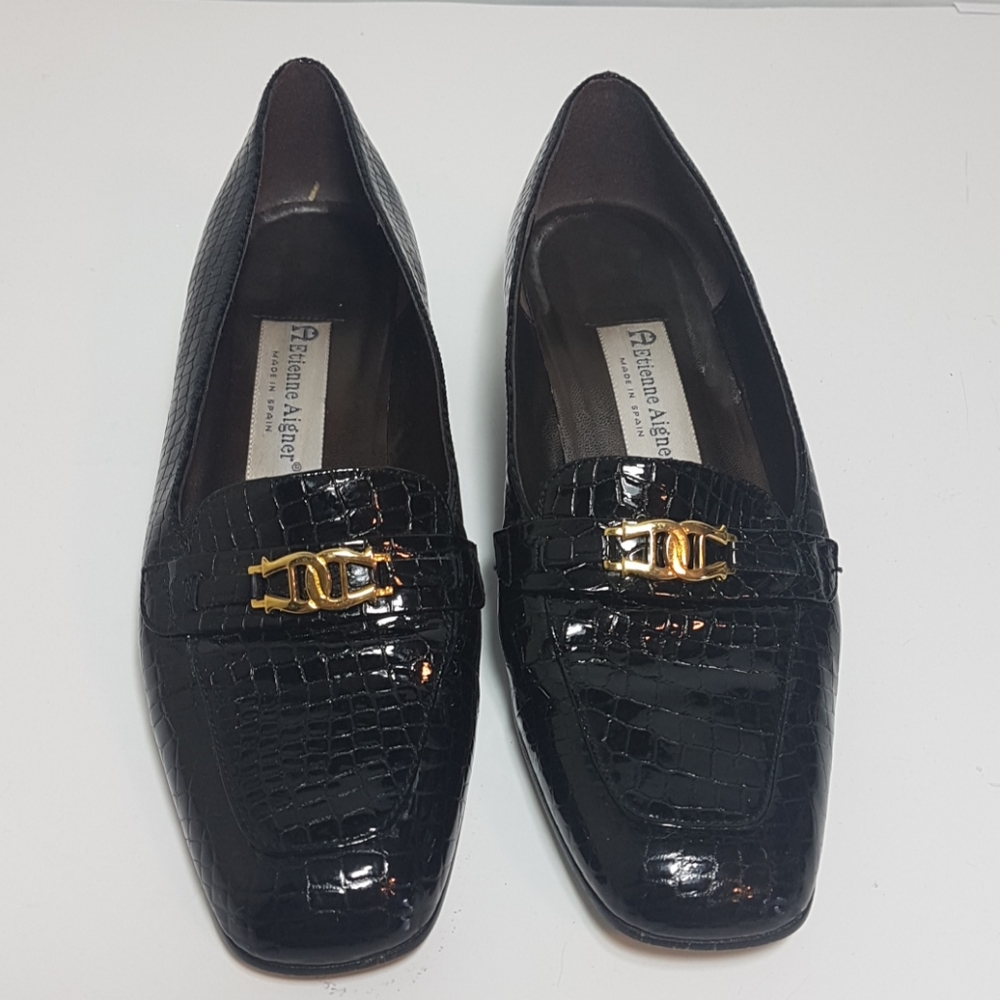 Etienne Aigner Vintage Black Leather Flats